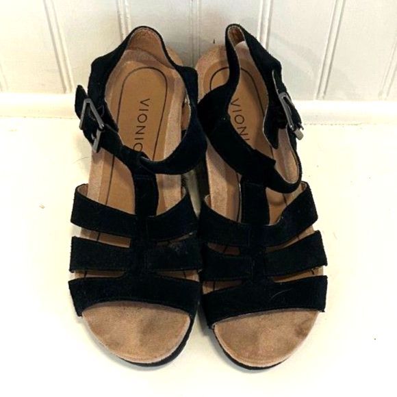 Vionic Black Suede Platform Wedge Sandal - Size 7 - Picture 7 of 8
